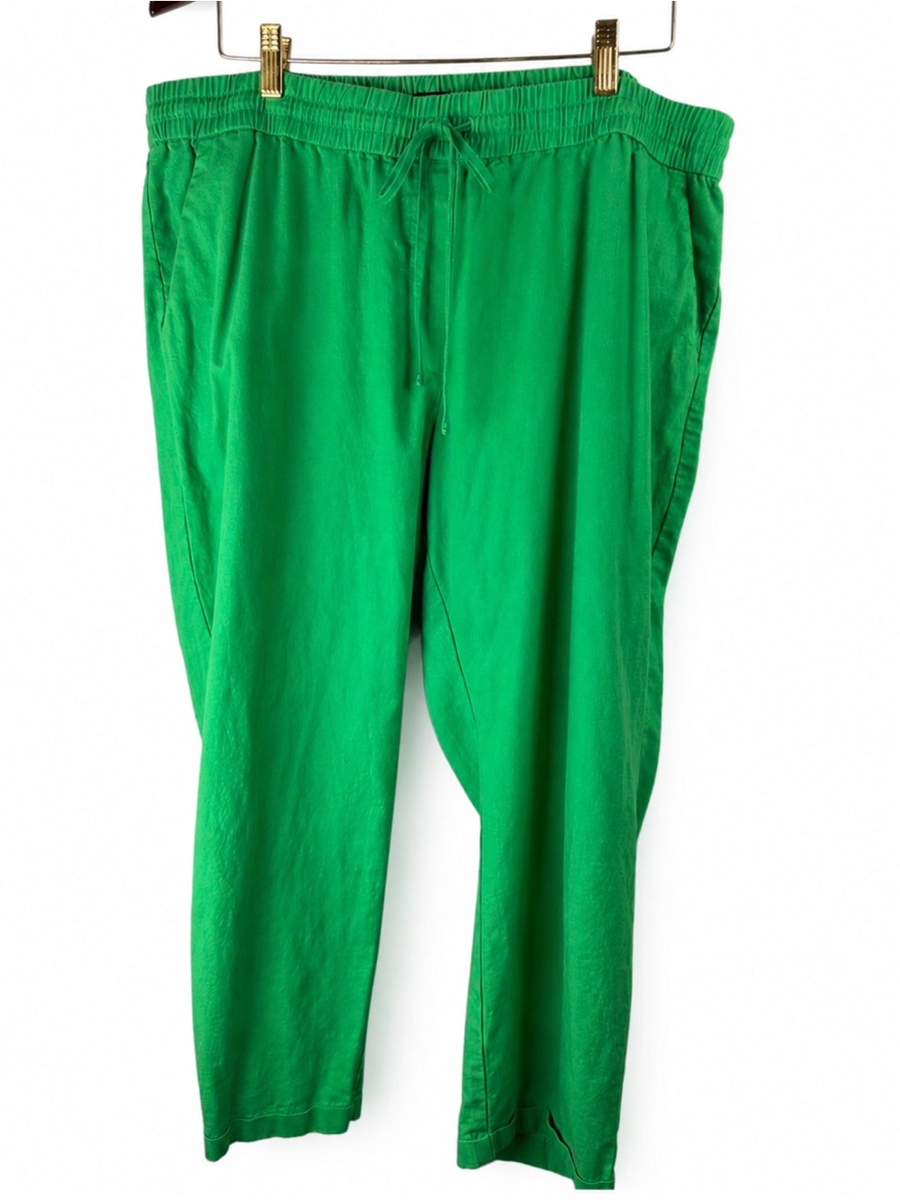 J.Crew Linen-Cotton Drawstring Ankle Pants – Women’s Size 18 – Bright Green